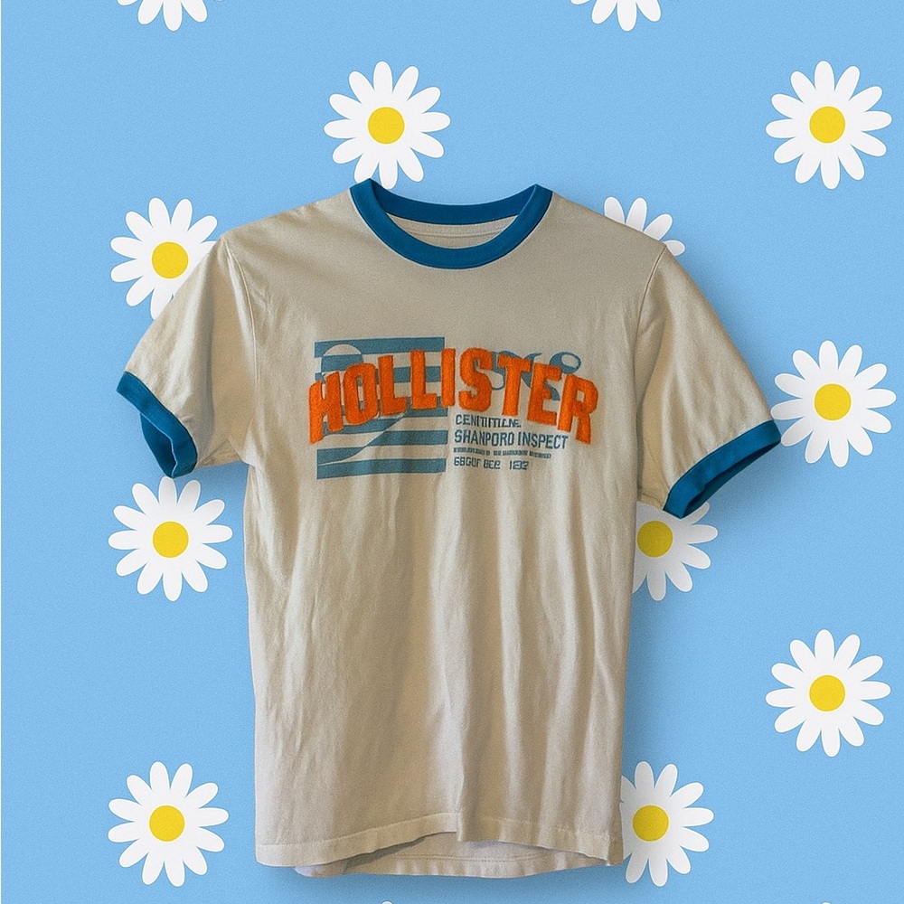 Hollister Co Vintage Tee with Orange and Blue Detail